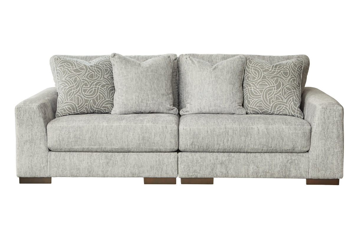 Regent Park Pewter 2-Piece Sectional Loveseat -  Ashley - Luna Furniture