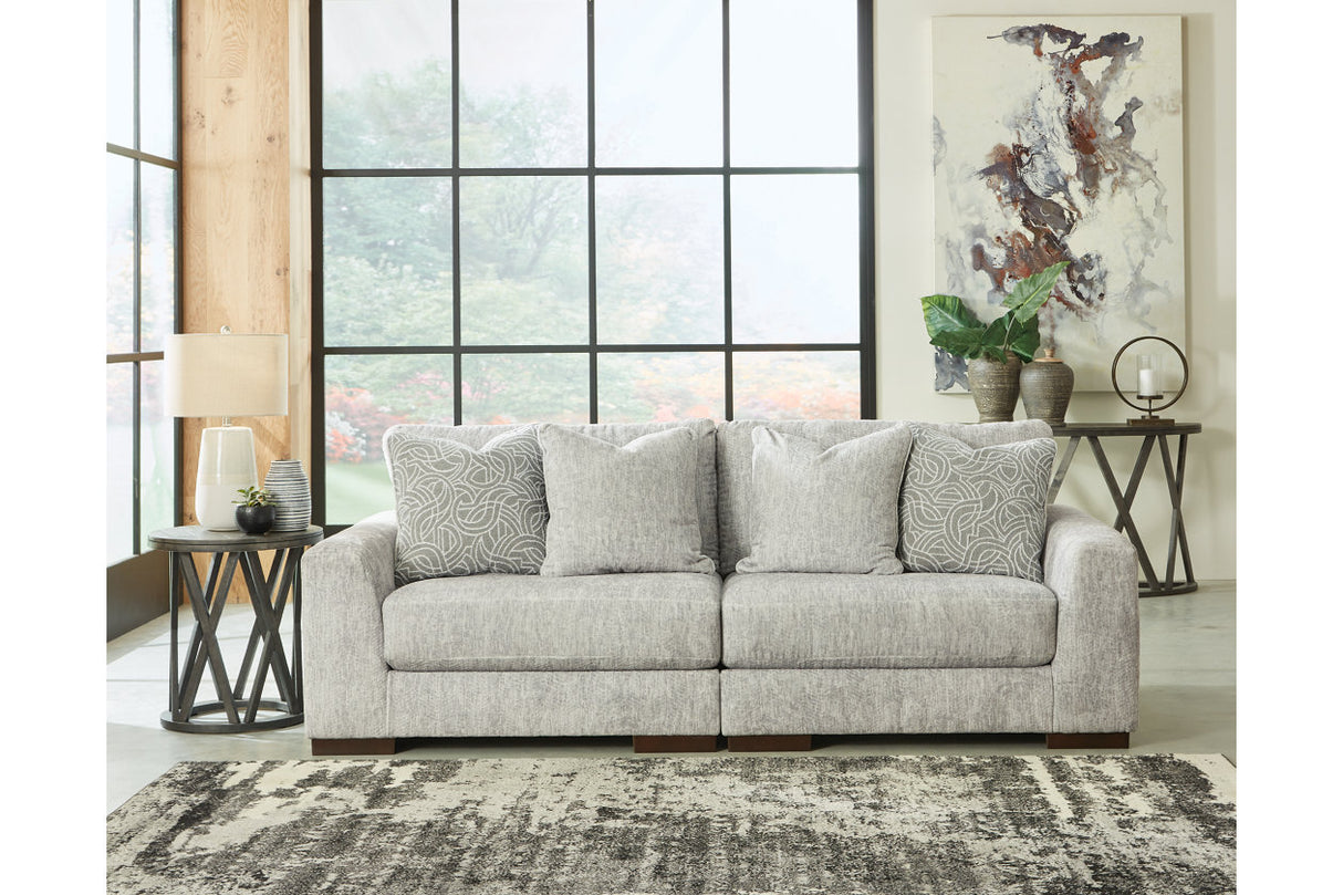 Regent Park Pewter 2-Piece Sectional Loveseat -  Ashley - Luna Furniture