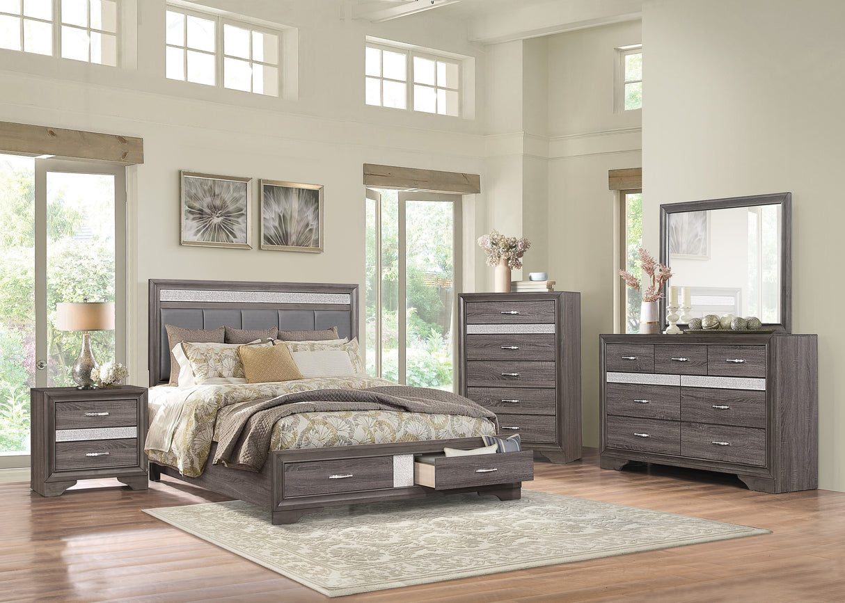 Luster Gray Storage Platform Bedroom Set - Luna Furniture