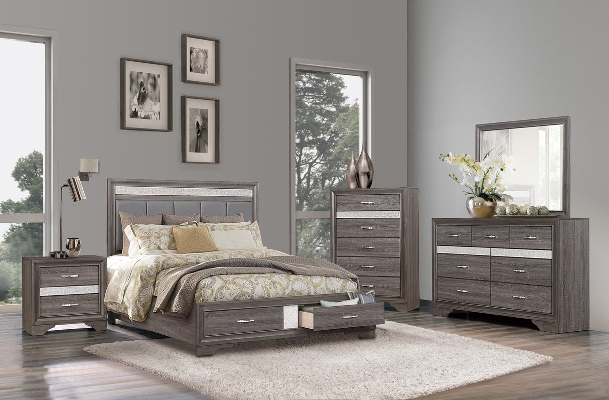 Luster Gray Storage Platform Bedroom Set - Luna Furniture