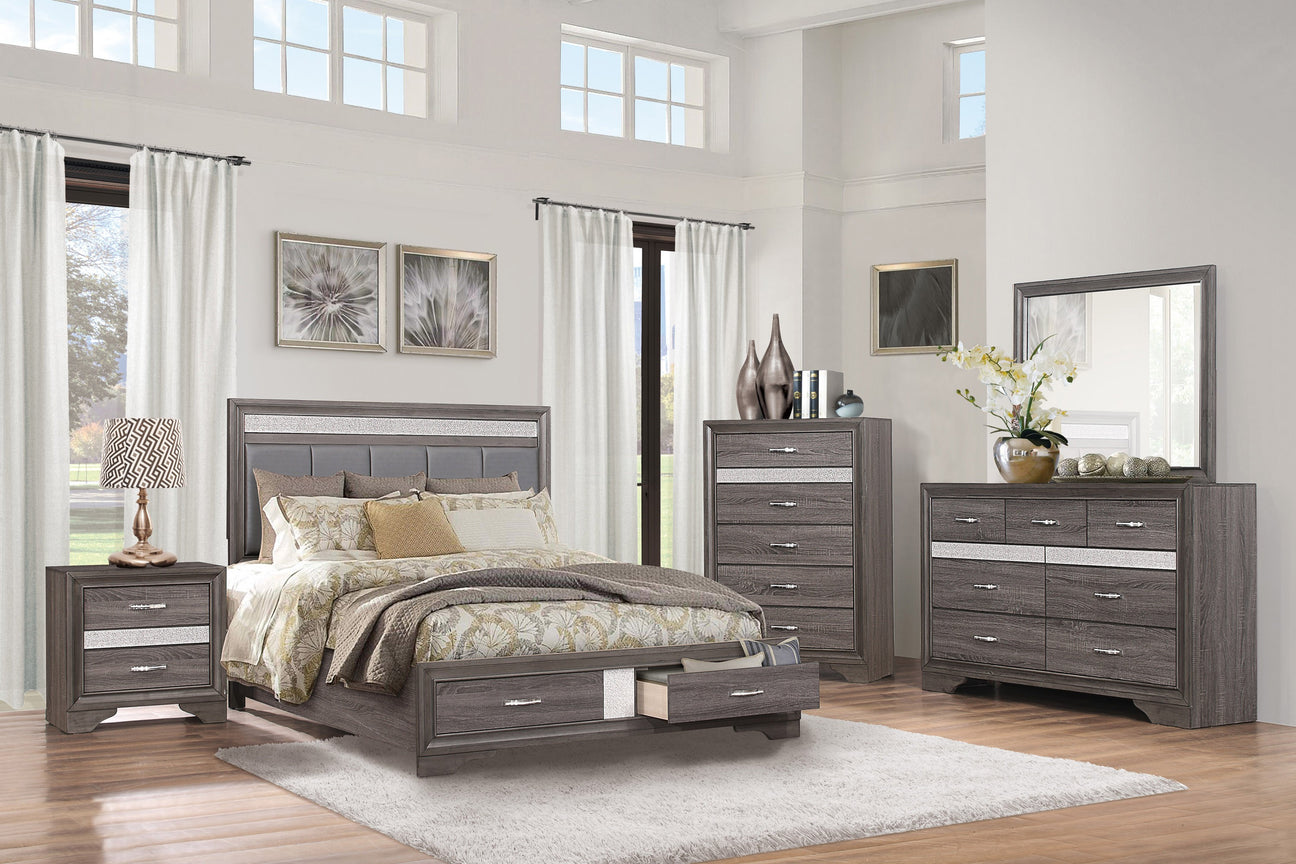 Luster Gray Upholstered Storage Platform Bedroom Set from Homelegance - Luna Furniture