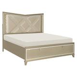 Bijou Champagne Queen LED Upholstered Storage Platform Bed - Luna Furniture