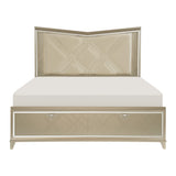 Bijou Champagne King LED Upholstered Storage Platform Bed - Luna Furniture