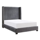 Glenbury Dark Gray Velvet Upholstered California King Bed from Homelegance - Luna Furniture