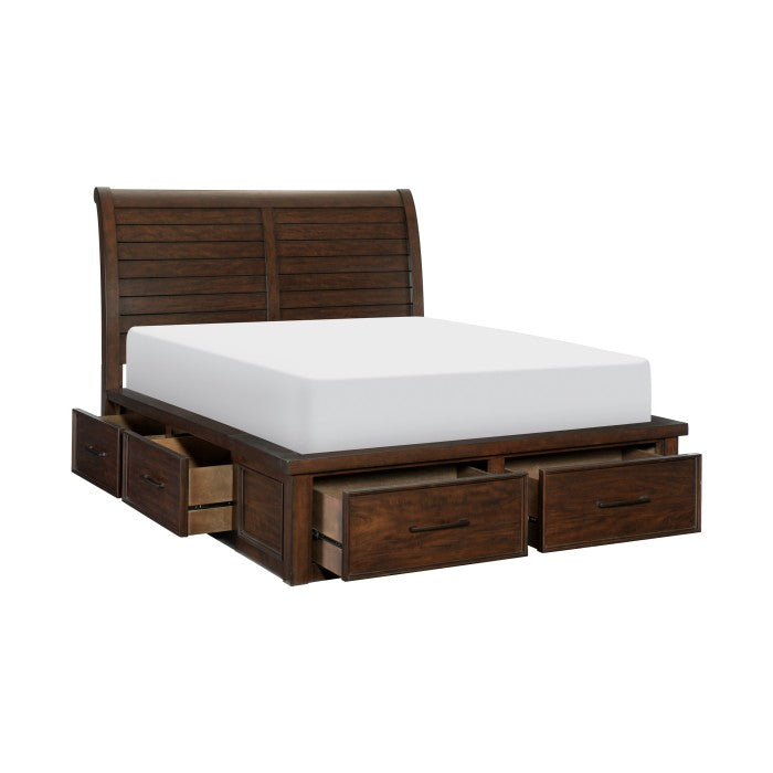 Logandale Brown Storage Platform Sleigh Bedroom Set - Luna Furniture