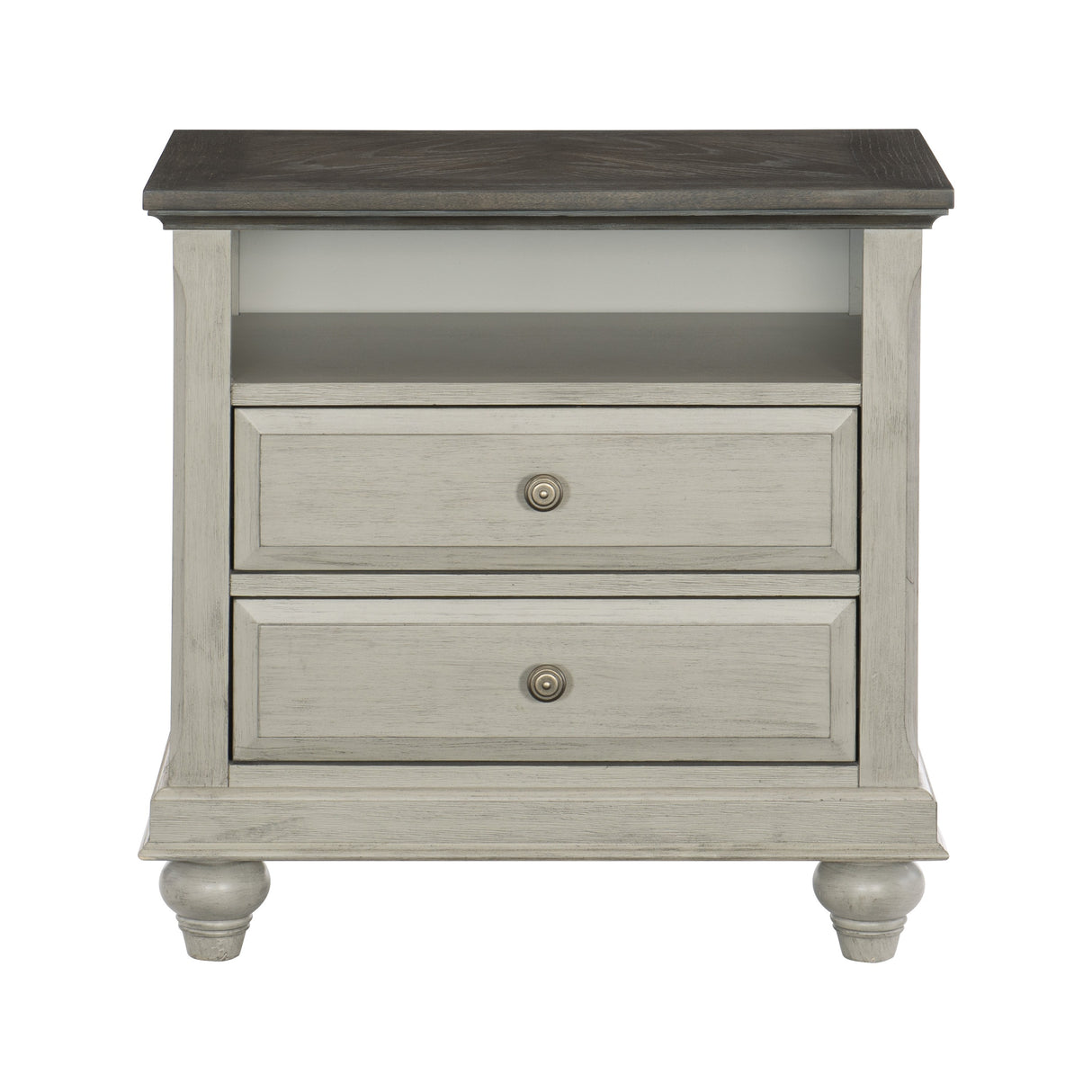 Mossbrook Dark Brown/Light Gray Nightstand from Homelegance - Luna Furniture