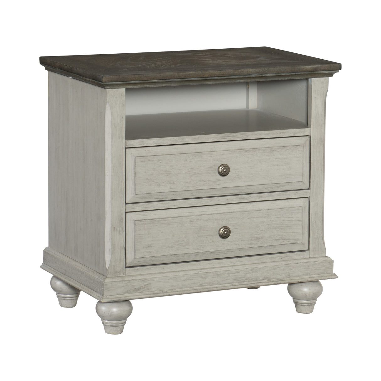 Mossbrook Dark Brown/Light Gray Nightstand from Homelegance - Luna Furniture