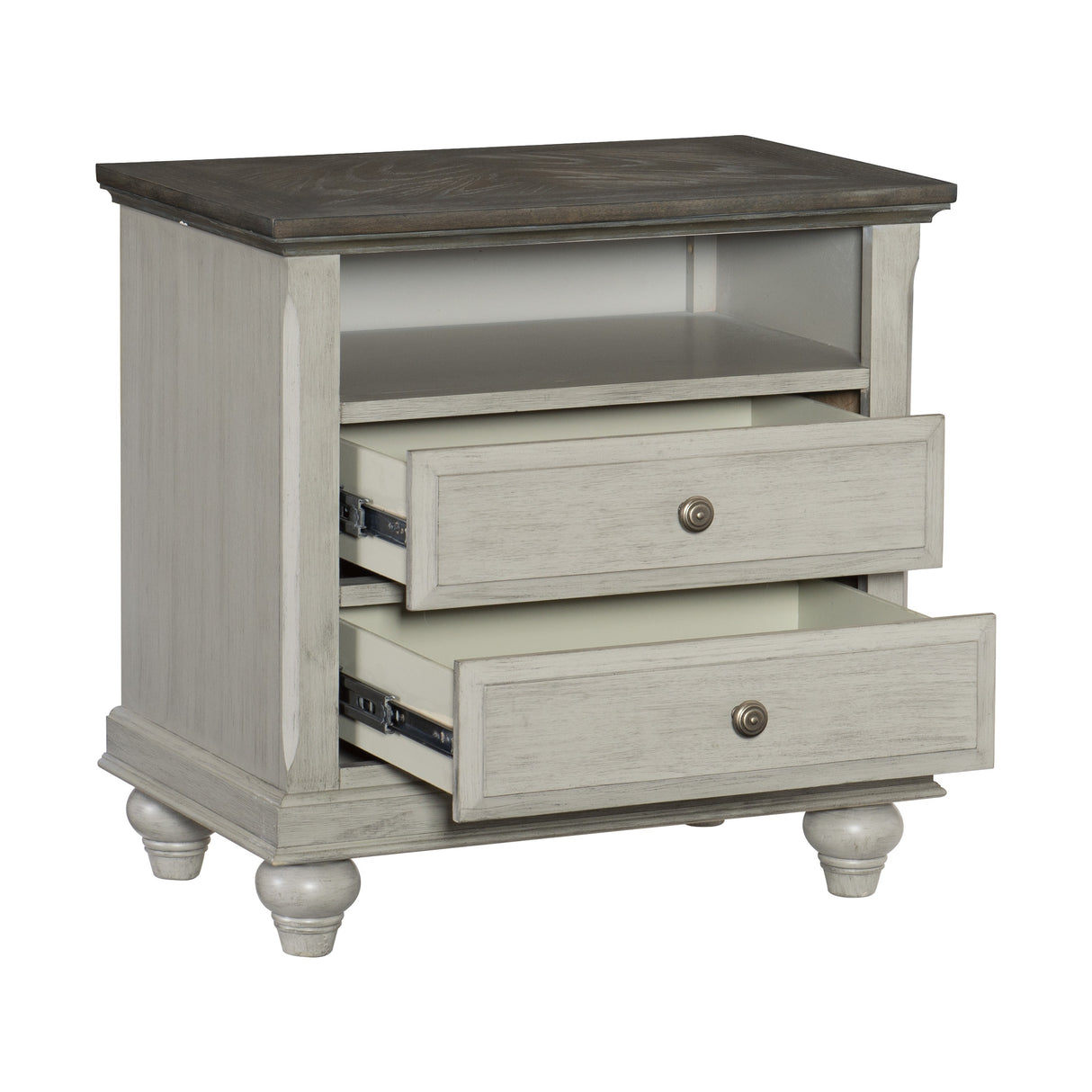 Mossbrook Dark Brown/Light Gray Nightstand from Homelegance - Luna Furniture