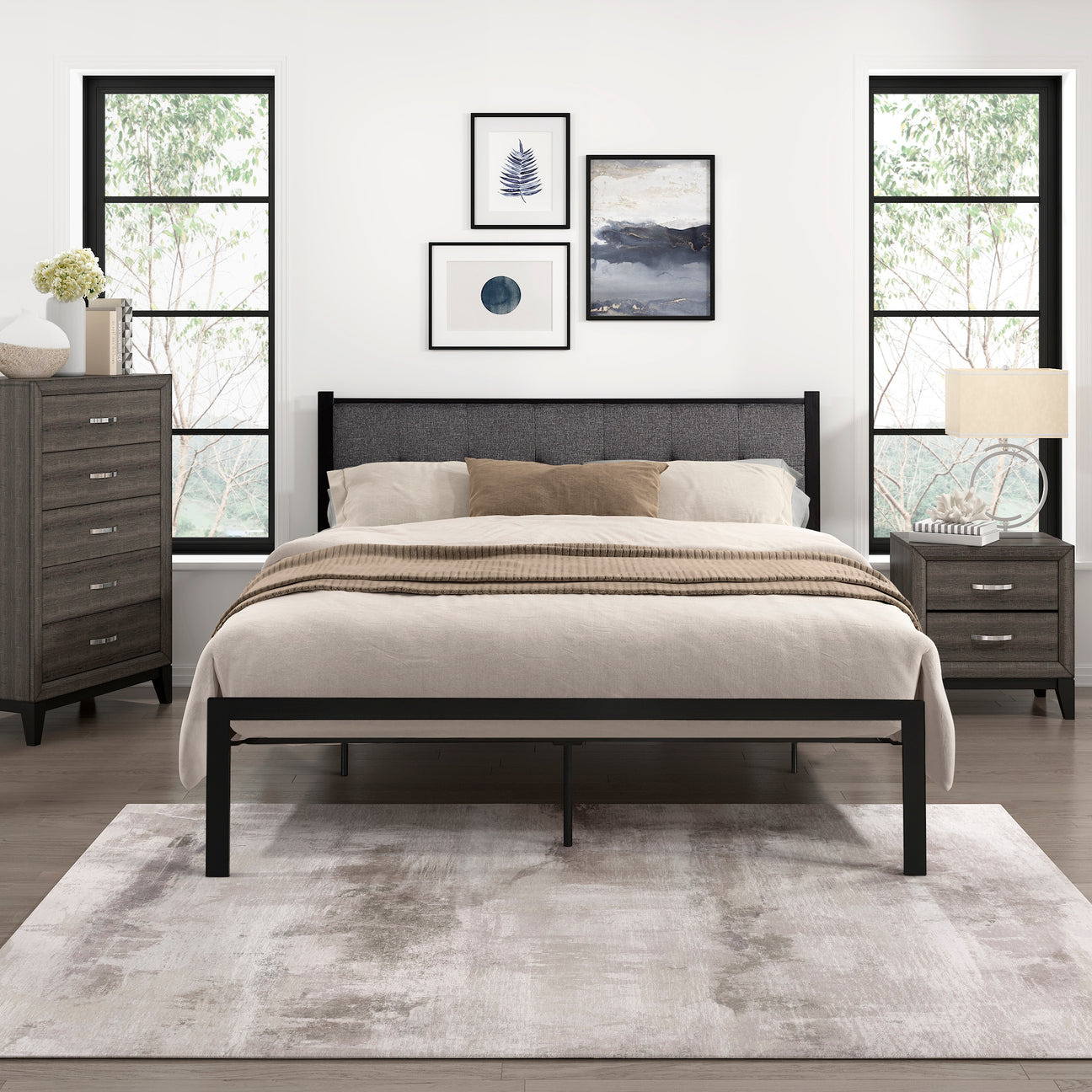 Samuel Black Metal Queen Platform Bed from Homelegance - Luna Furniture