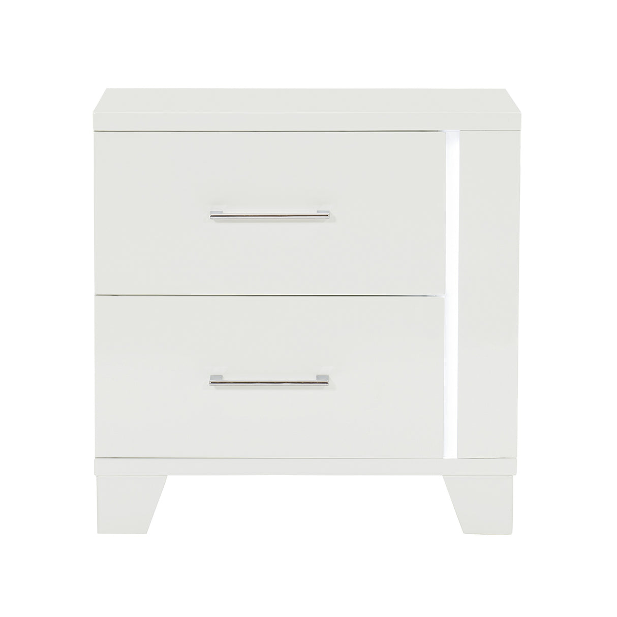 Kerren White High Gloss Nightstand, LED Lighting from Homelegance - Luna Furniture