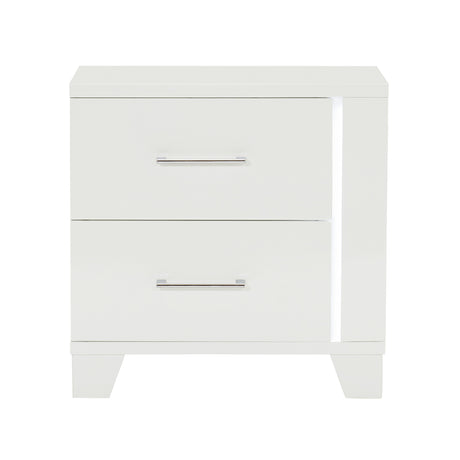 Kerren White High Gloss Nightstand, LED Lighting from Homelegance - Luna Furniture