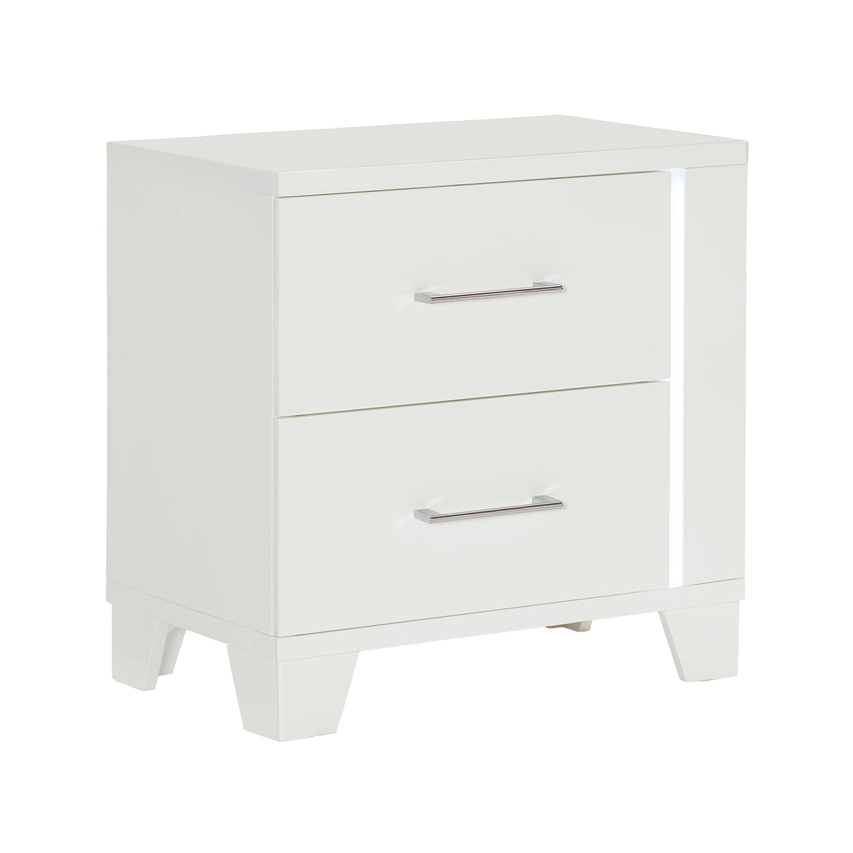 Kerren White High Gloss Nightstand, LED Lighting from Homelegance - Luna Furniture