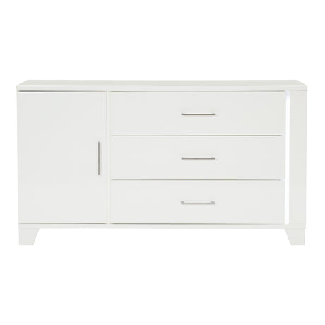 Kerren White High Gloss Dresser, LED Lighting from Homelegance - Luna Furniture