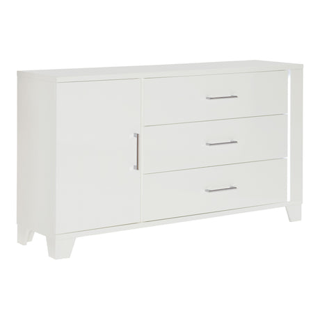 Kerren White High Gloss Dresser, LED Lighting from Homelegance - Luna Furniture