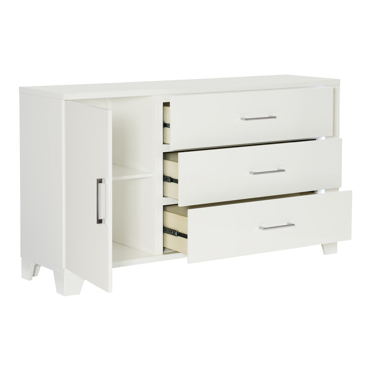 Kerren White High Gloss Dresser, LED Lighting from Homelegance - Luna Furniture