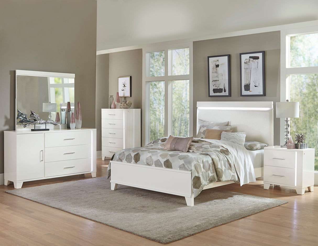 Kerren White High Gloss Dresser, LED Lighting from Homelegance - Luna Furniture