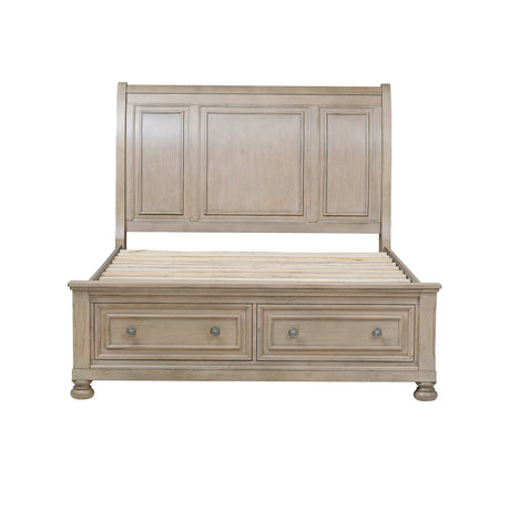 Bethel Wire Brushed Gray Sleigh Storage Platform Bedroom Set from Homelegance - Luna Furniture