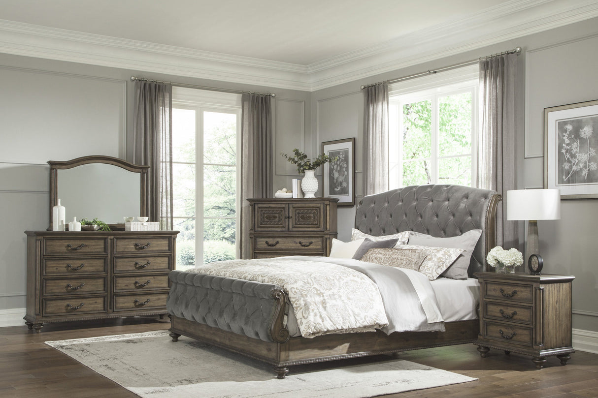 Rachelle Weathered Pecan King Bed from Homelegance - Luna Furniture