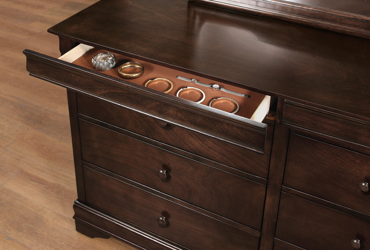 Abbeville Cherry Dresser, Two Hidden Drawers from Homelegance - Luna Furniture