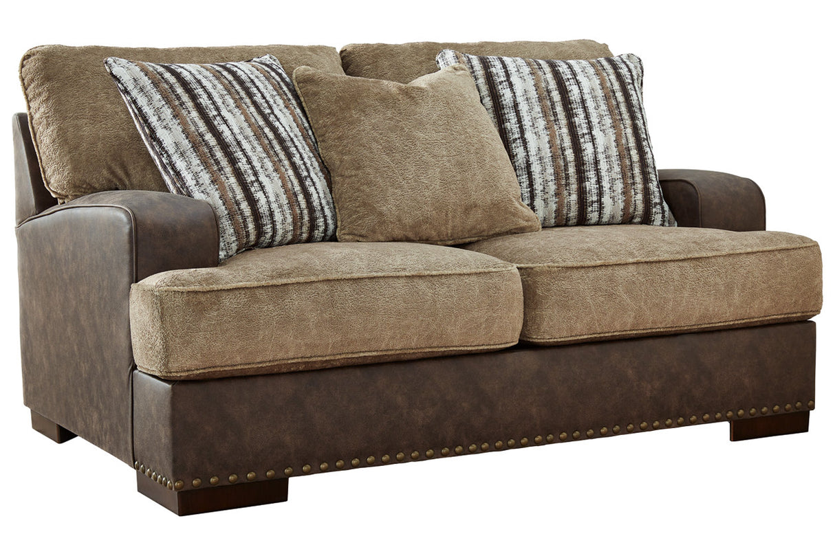 Alesbury Chocolate Loveseat -  Ashley - Luna Furniture