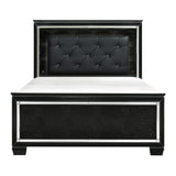 Allura Black Full LED Upholstered Panel Bed - Luna Furniture