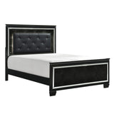 Allura Black Full LED Upholstered Panel Bed - Luna Furniture