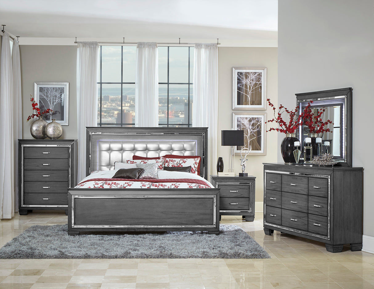 Allura Gray Nightstand - Luna Furniture