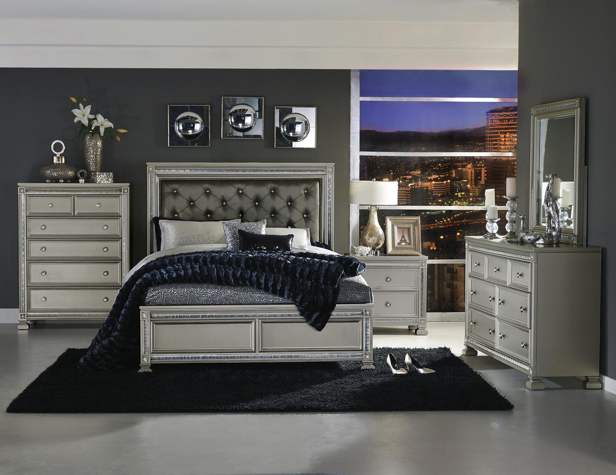 Bevelle Silver Upholstered Queen Bed from Homelegance - Luna Furniture