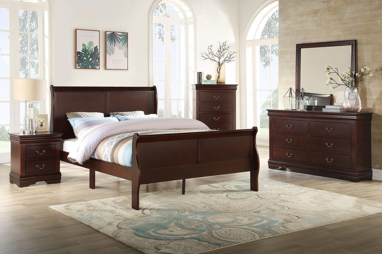 Louis Philip Cherry Sleigh Bedroom Set from Crown Mark - Luna Furniture