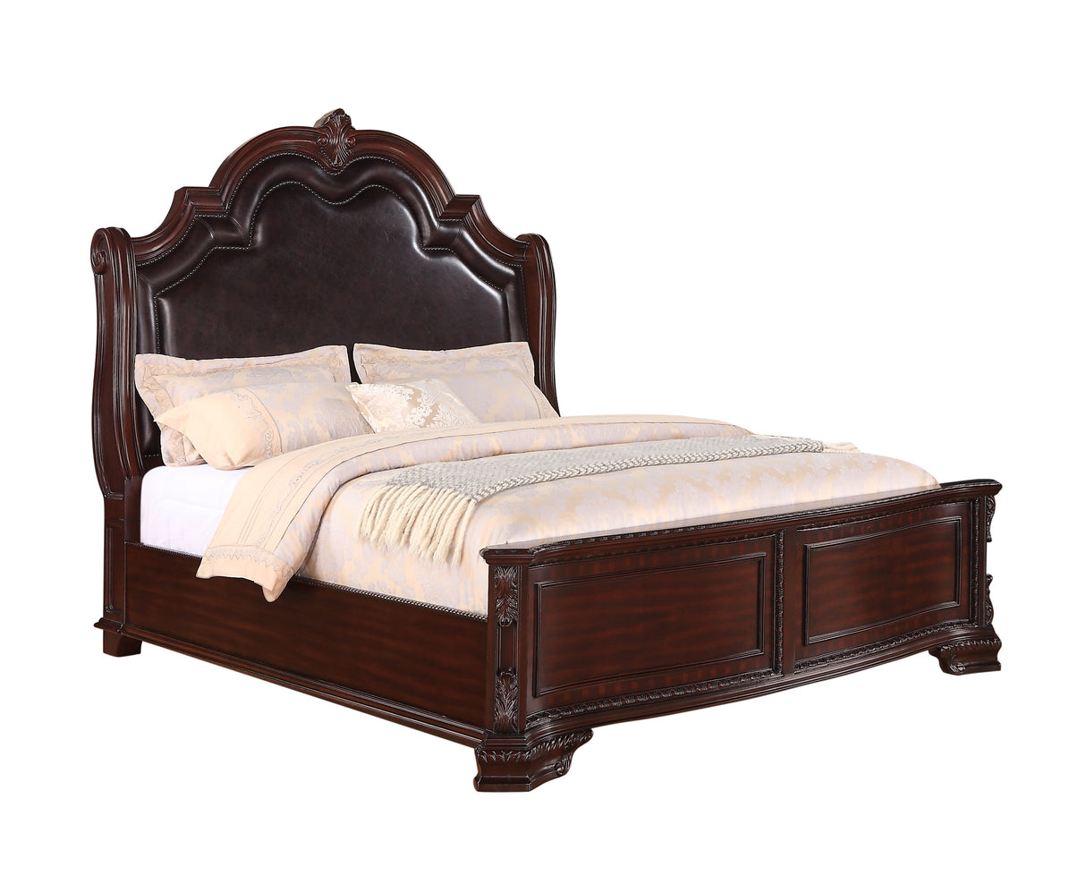 Sheffield Dark Cherry Queen Panel Bed - Luna Furniture