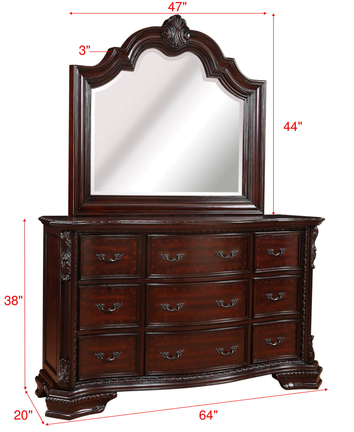 Sheffield Dark Cherry Mirror - Luna Furniture