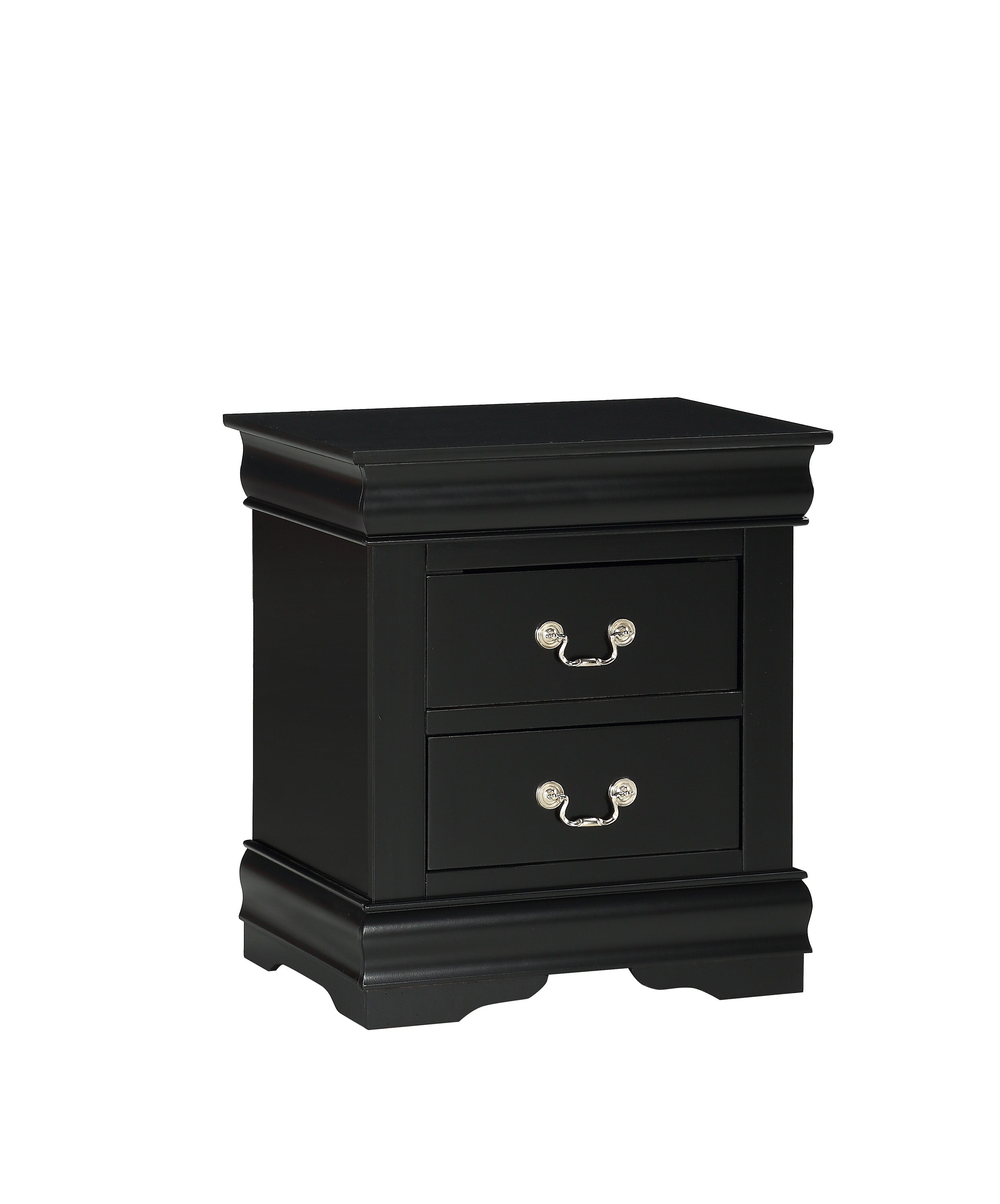 Glory Furniture Louis Phillipe Black Full 2pc Bedroom Set with Three Drawer  Nightstand