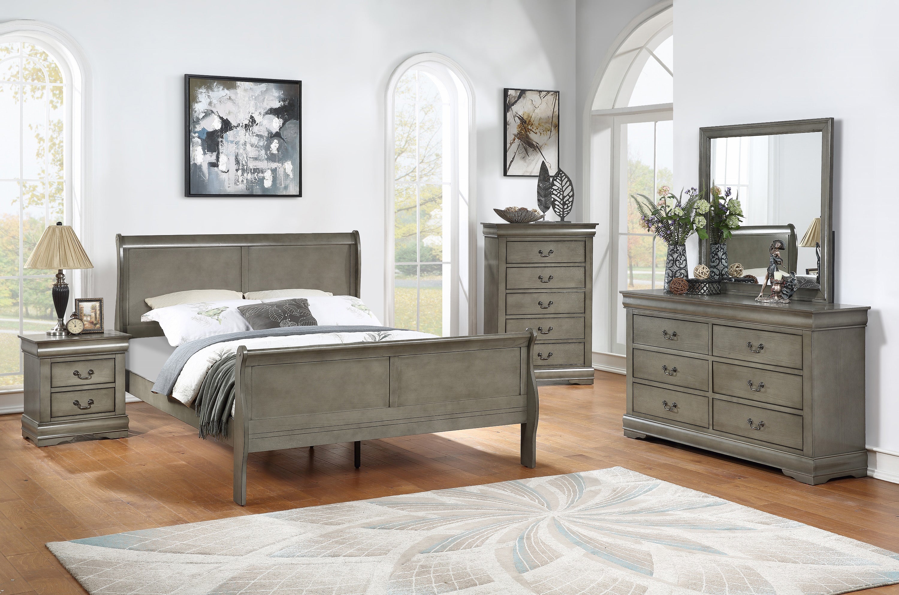 Acme Furniture Louis Philippe Antique Gray Dresser and Mirror - Miko Decor