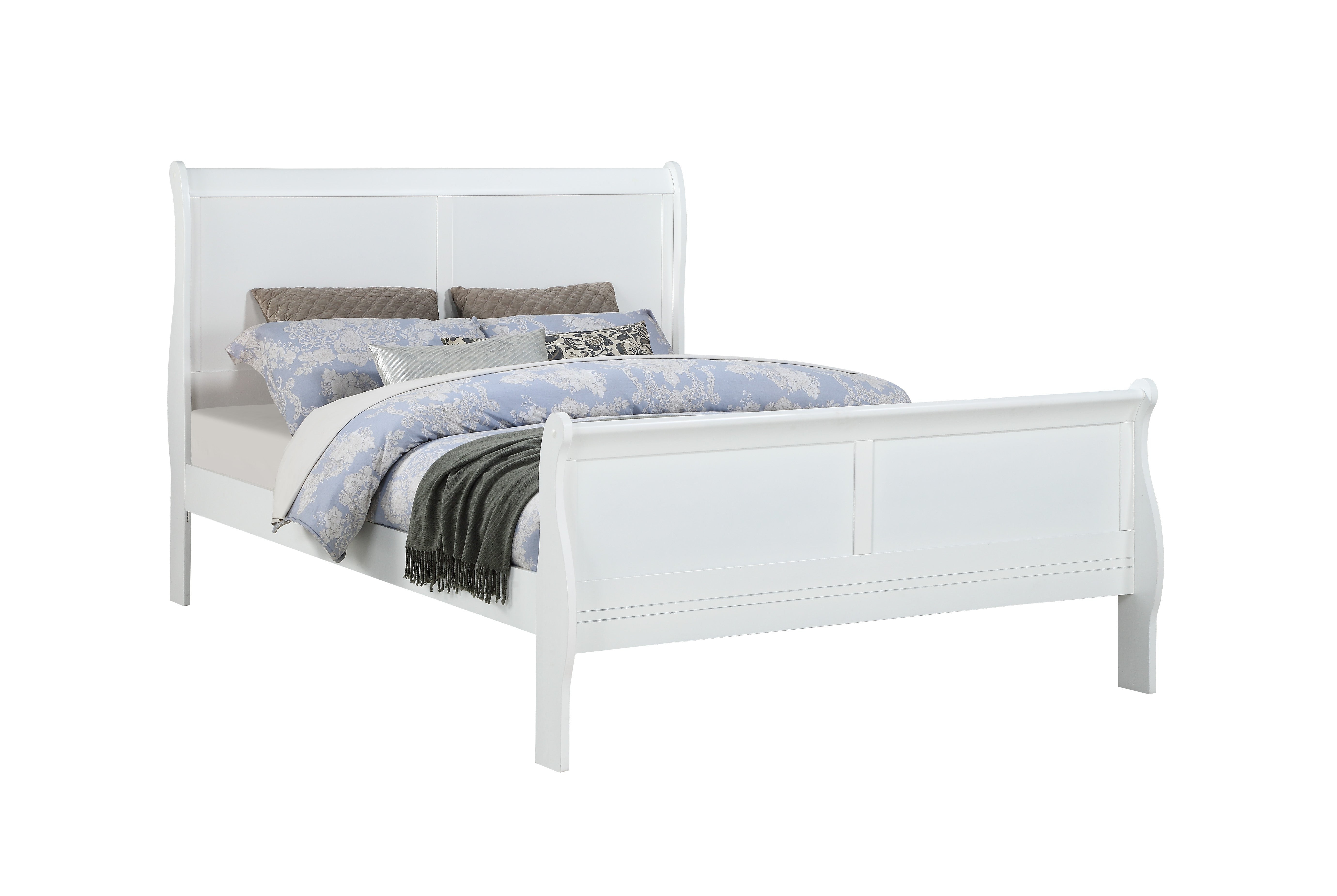 Glory Furniture Louis Phillipe King Sleigh Bed in White
