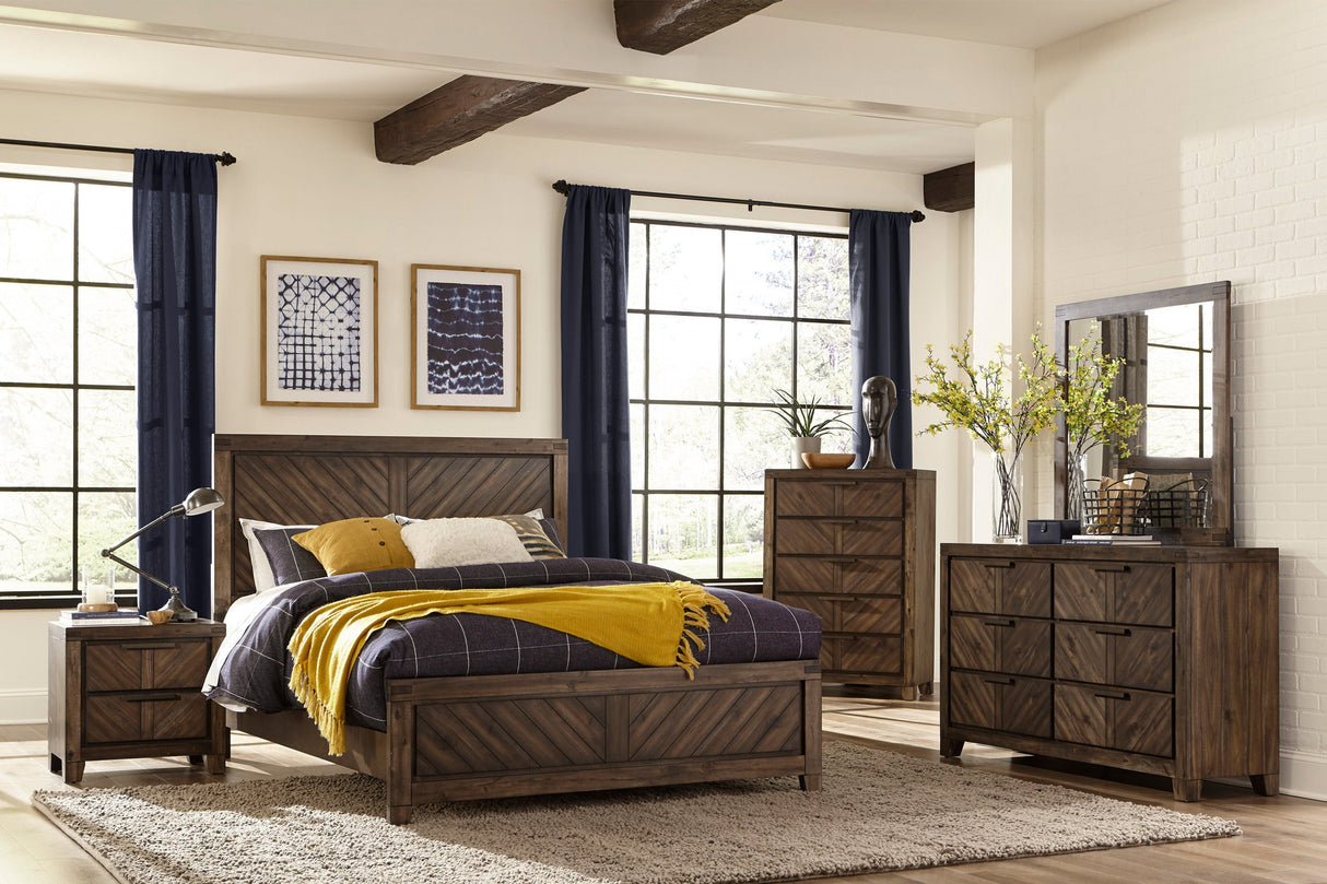 Parnel Rustic Cherry Panel Bedroom Set