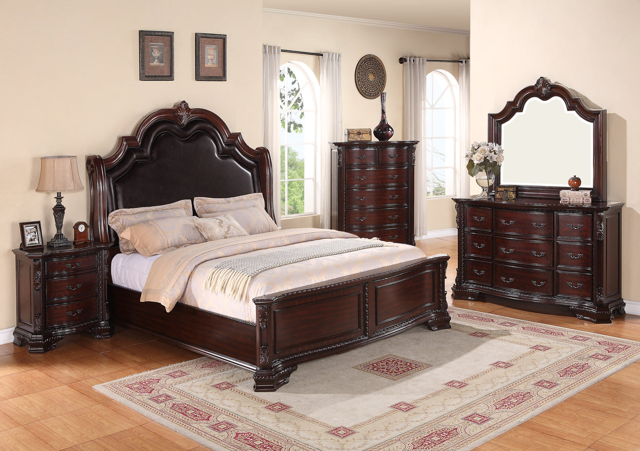 Sheffield Rich Brown Upholstered Panel Bedroom Set from Crown Mark - Luna Furniture