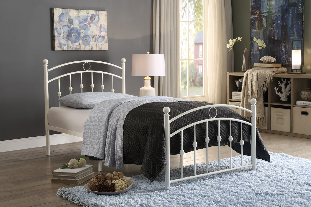 Tiana White Twin Metal Platform Bed from Homelegance - Luna Furniture