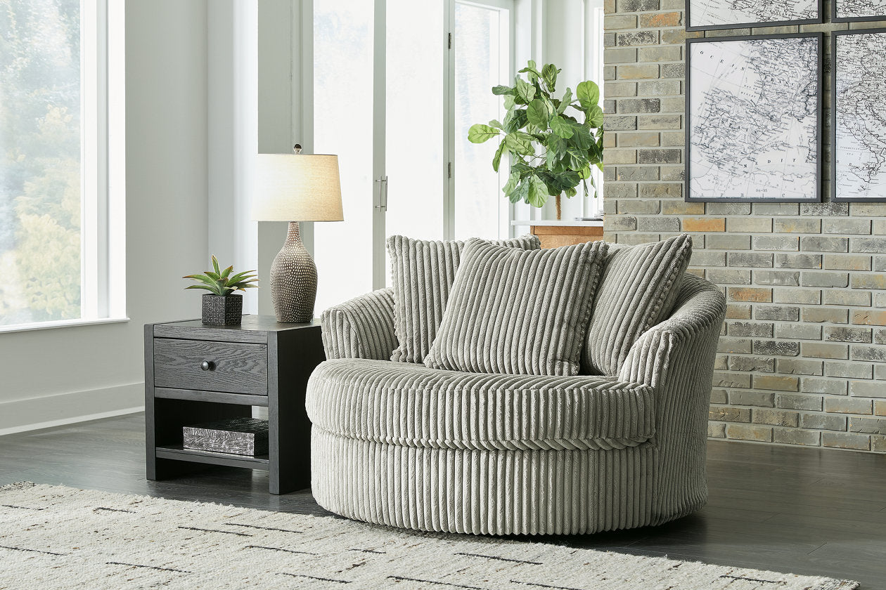 Lindyn Fog Oversized Swivel Accent Chair from Ashley – Luna Furniture