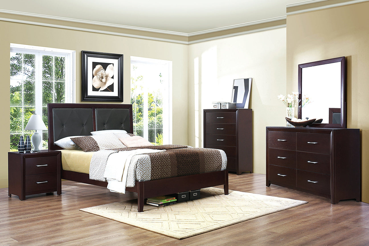 Edina Espresso Upholstered Panel Bedroom Set from Homelegance - Luna Furniture