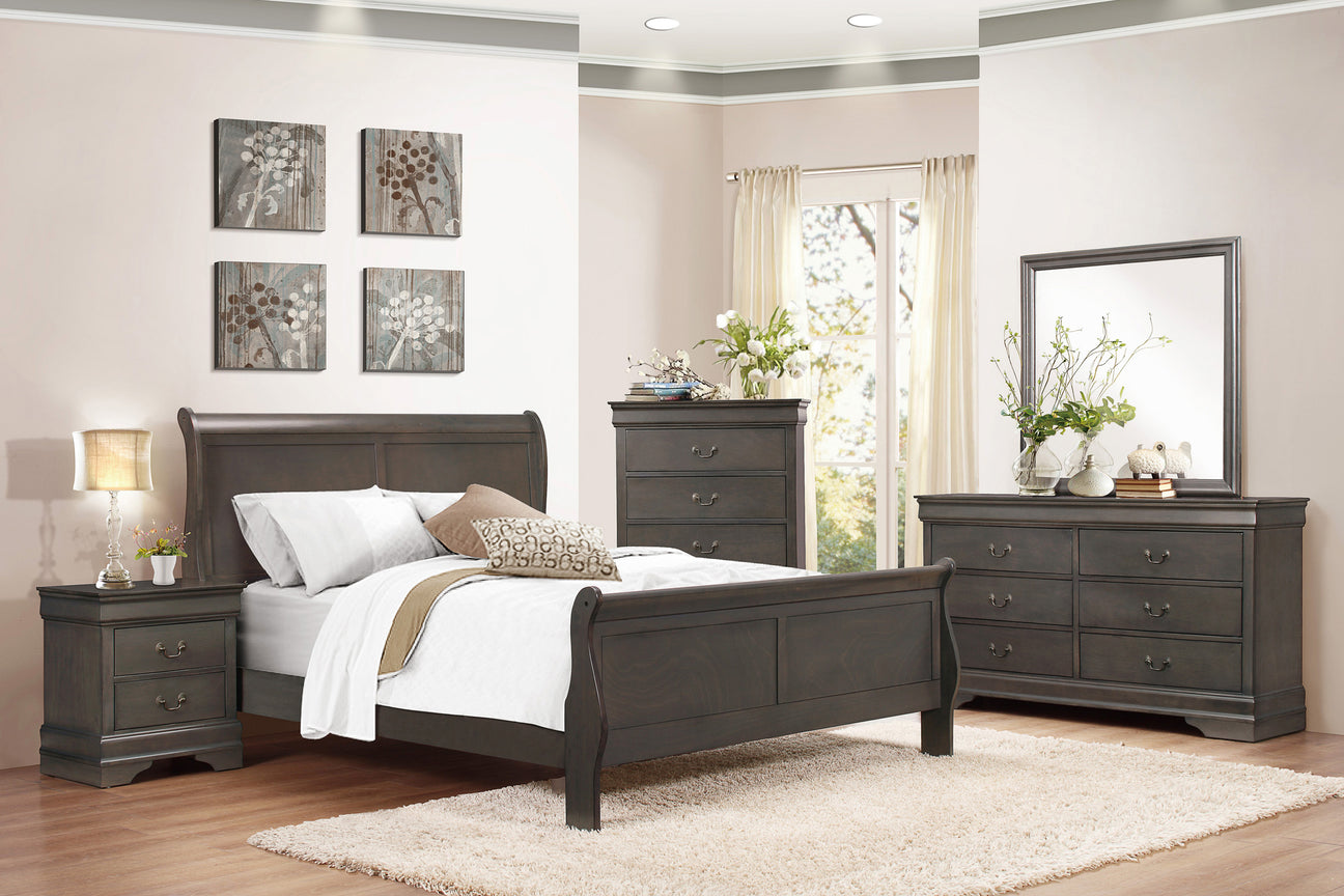 Mayville Stained Gray Sleigh Bedroom Set from Homelegance - Luna Furniture