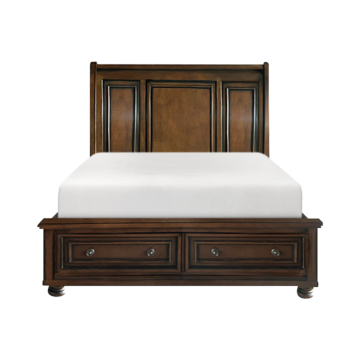 Cumberland Brown Cherry Queen Sleigh Storage Platform Bed