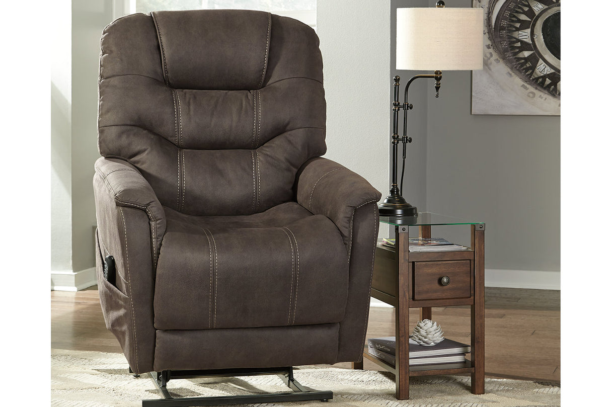 Ballister Espresso Power Lift Recliner from Ashley - Luna Furniture