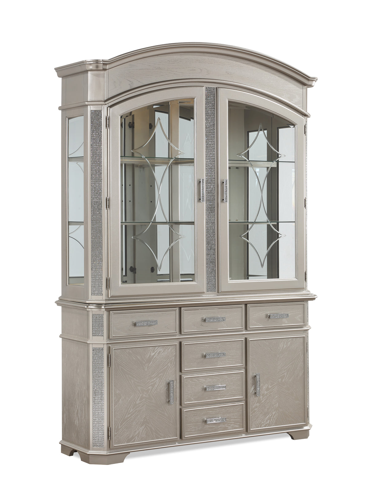 Klina Silver Champagne China Cabinet -  Crown Mark - Luna Furniture