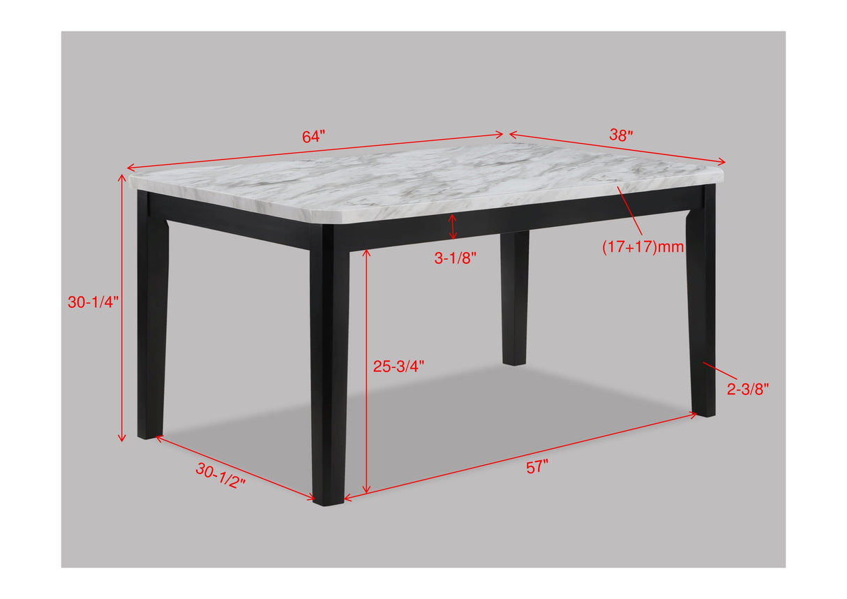 Pascal White/Black Faux Marble Dining Table -  Crown Mark - Luna Furniture