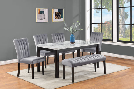 Pascal Black/Gray Marble-Top Dining Set -  Crown Mark - Luna Furniture