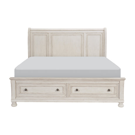 Bethel Wire Brushed White Queen Sleigh Storage Platform Bed from Homelegance - Luna Furniture