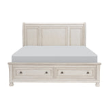 Bethel Wire Brushed White Sleigh Storage Platform Bedroom Set - Luna Furniture