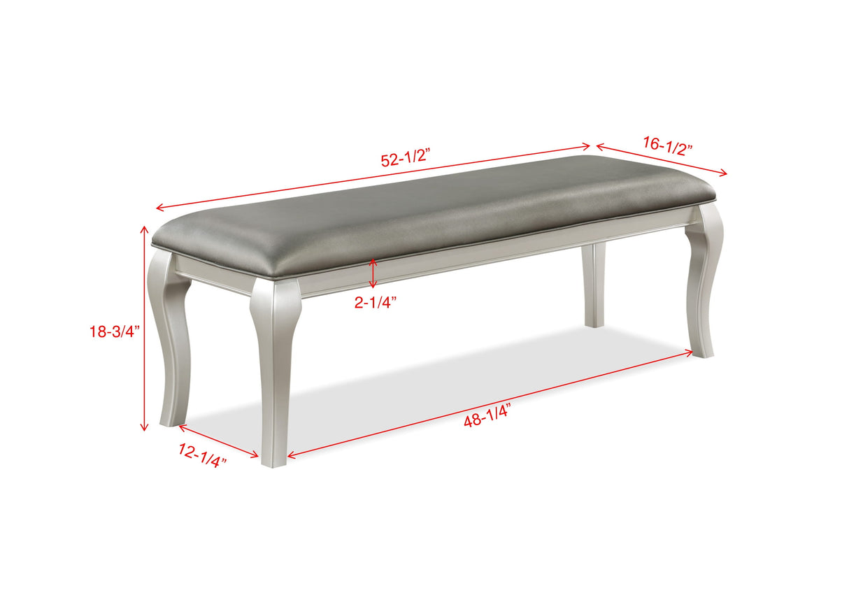 Caldwell Silver Champagne Dining Bench -  Crown Mark - Luna Furniture