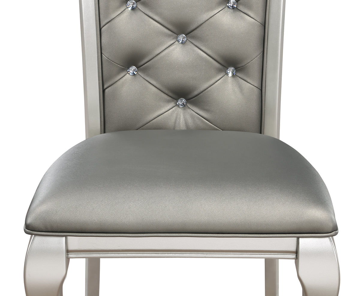 Caldwell Silver Champagne Dining Chair, Set of 2 -  Crown Mark - Luna Furniture