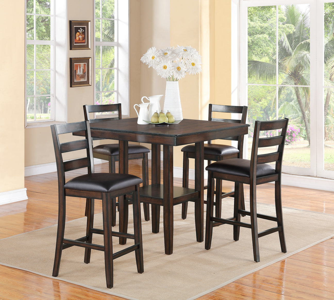 Tahoe Brown 5-Piece Counter Height Dining Set from Crown Mark - Luna Furniture